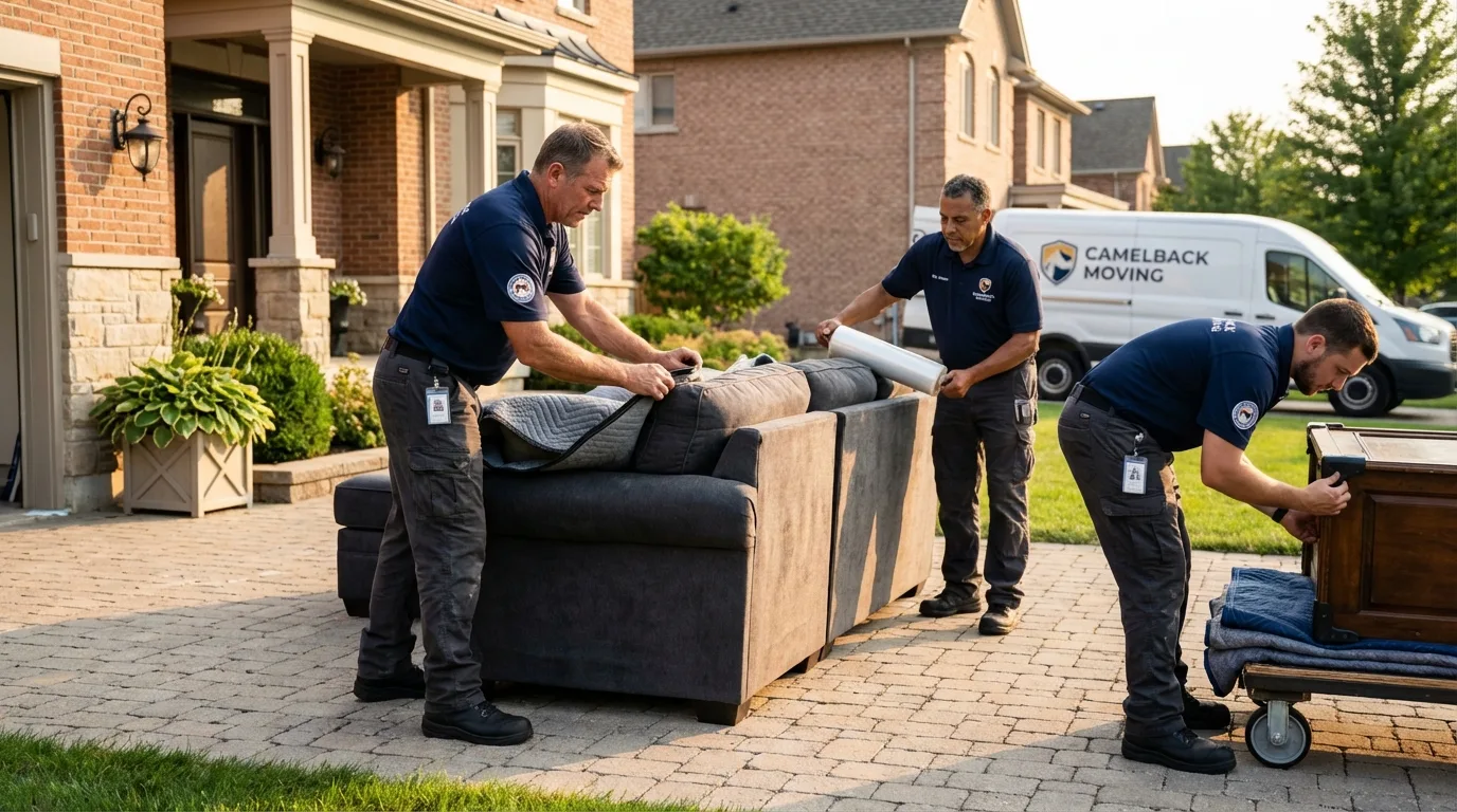 Large estate moving crew wrapping furniture in Killdeer, ND