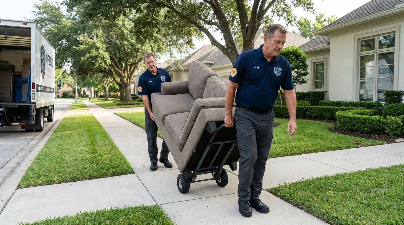 Local residential moving crew loading furniture in Killdeer, ND